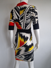 Marc Cain jurk. Maat 2, Rood/geel/zwart.