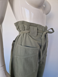 Ba&sh paperbag pantalon. Maat 2. Olijfgroen