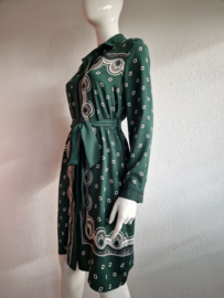 Warehouse Bandana blousejurk. Maat 12, Groen/print.