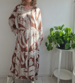 Milano Italy maxi dress. Maat 40/42. Bruin/crème.