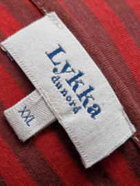 Lykka shirt. Maat XXL. Bruin/rood gestreept.