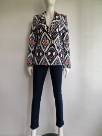 Attentif double breasted blazer. Maat 40. Blauw/crème.
