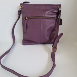 dR Amsterdam crossbody schoudertas. Auberine/leer
