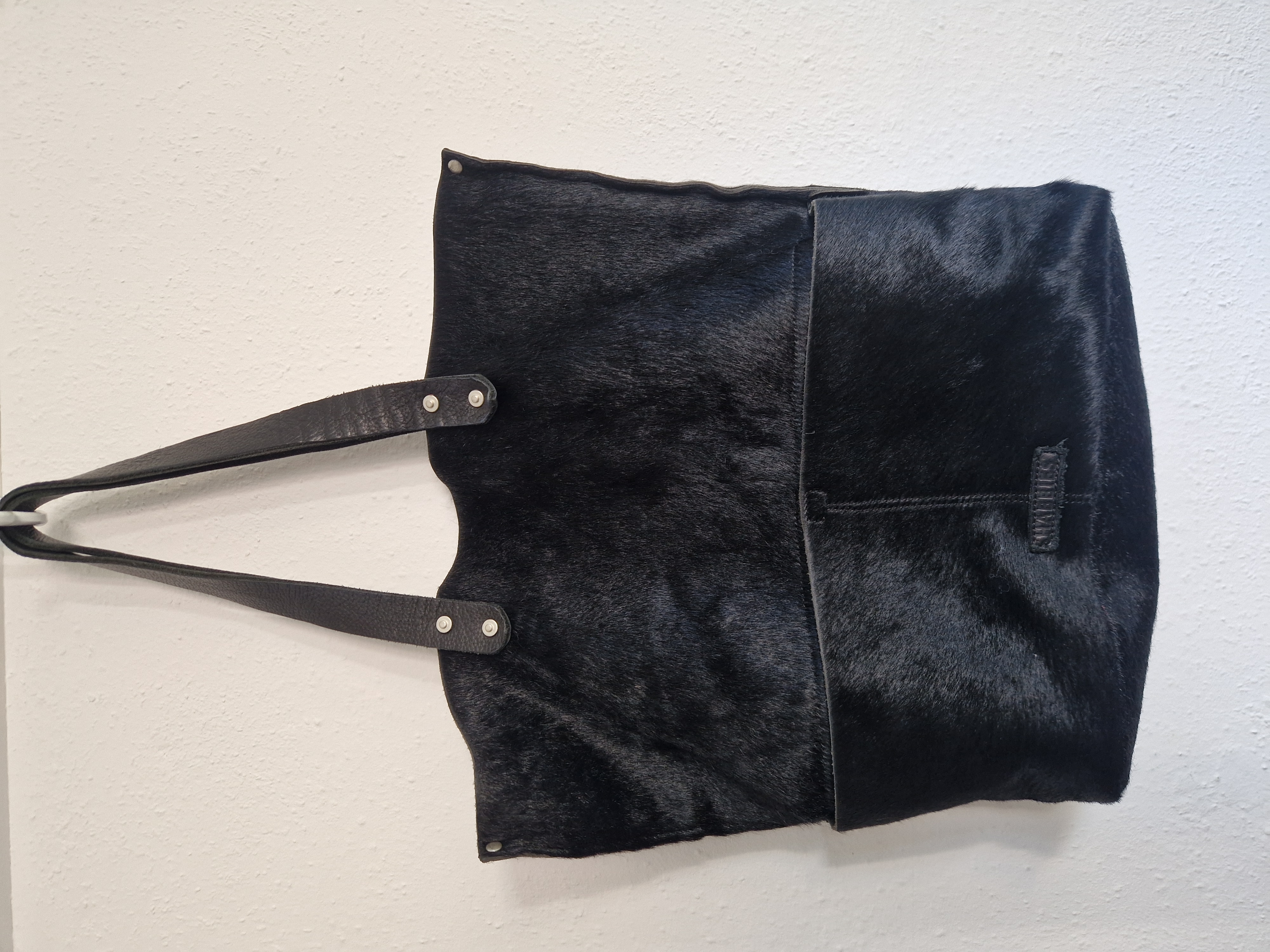 Shabbies shopper. Zwart/vachtleer.