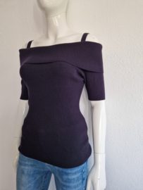 Claudia Sträter off shoulder top. Maat 38/40, Donkerblauw.
