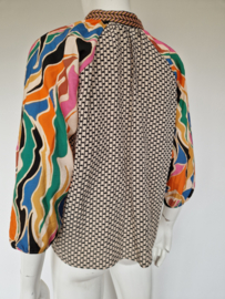 Geisha blouse top. Maat 36, Multi color.