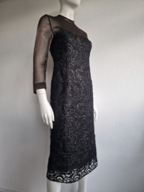 Peter Rommers couture jurk. Maat 36, Zwart/Italiaans kant.