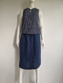 Sandwich midi rok. Maat 36/38, Blauw/linnen