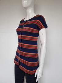 Missoni top. Mt. 38, Blauw/roze/gestreept.