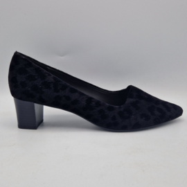 Peter Kaiser pumps. Maat 7, Zwart/flockprint/dierenprint.