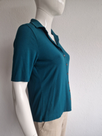 Marc O'Polo blouse met korte mouwen. Maat M, Petrol.