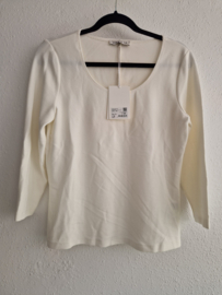 Vanilia Round Neck Rib Top. Maat 40, Off white.