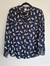 Scotch & Soda blouse. Maat 2, Donkerblauw/stierenprint.