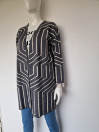 Claudia Sträter vest. Maat 38, Grijs/off white.