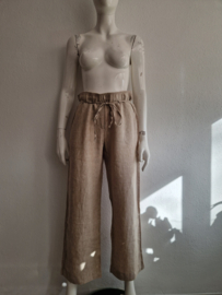 MAC Chiara Belt linnen broek (maat 38/32), Beige.