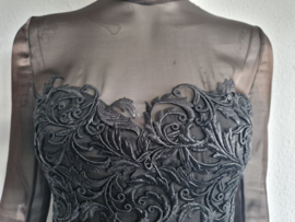 Peter Rommers couture jurk. Maat 36, Zwart/Italiaans kant.