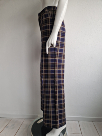 King Louie pantalon met wijde pijpen. Maat 40. Blauw/rood/ruit.