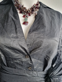 Luisa Cerano blouse met striklint. Maat 38, Antraciet.