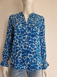 Fabienne Chapot blouse. Maat 38, Wit/blauw/blemenprint.