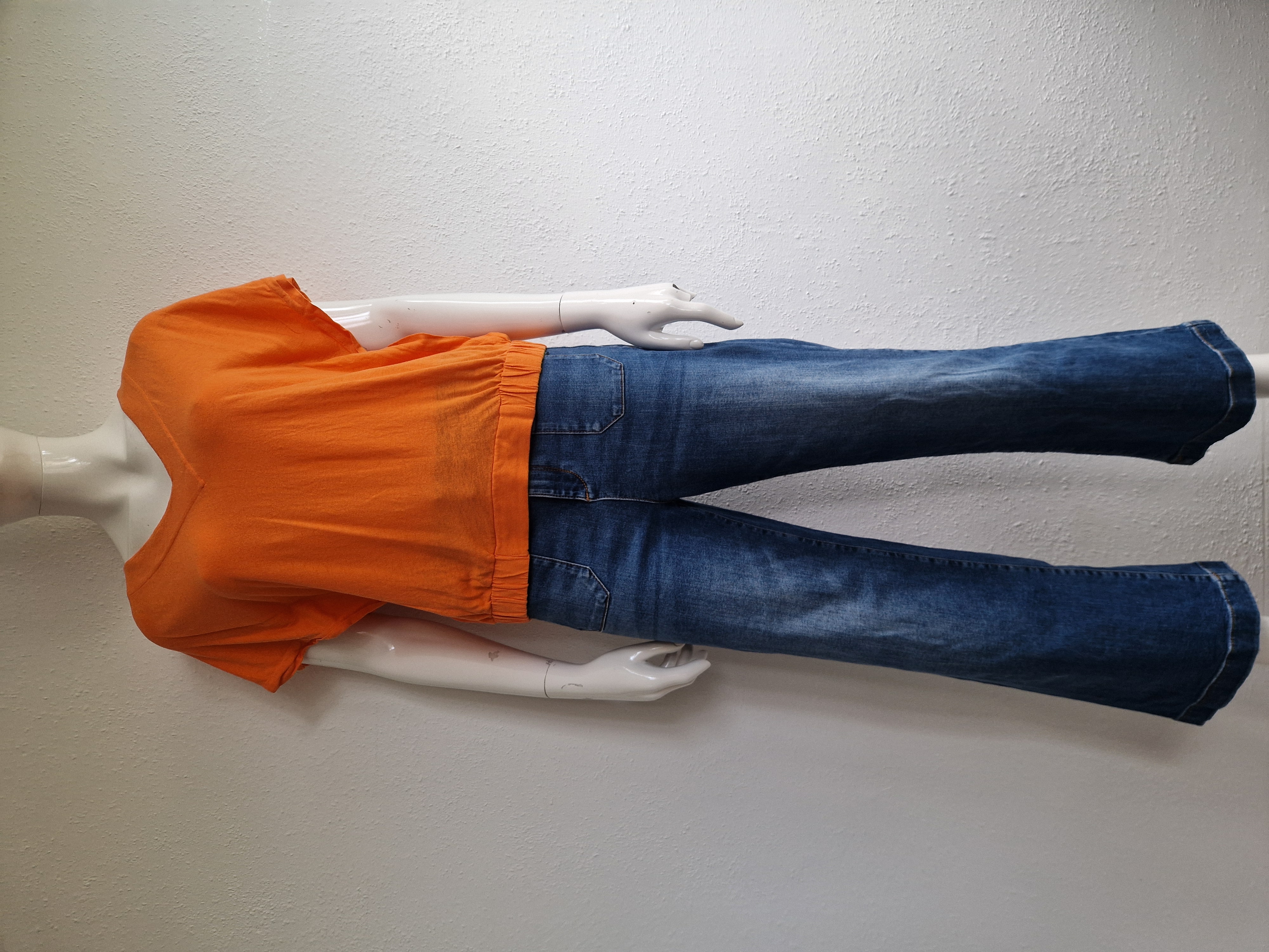 Yaya Women top. Maat M. Oranje/linnenblend