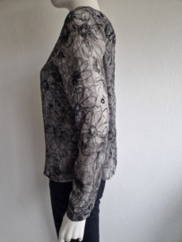 La Ligna blouse top. Maat 36. Grijs/bloemenprint.