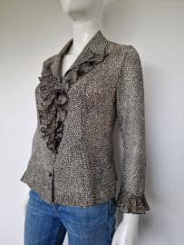 Weill blouse met roezels. Maat 42, Beige/stippenprint.