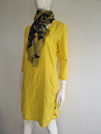 Sandwich shawl. Blauw/geel.