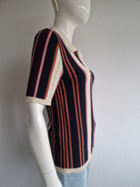 4Funky Flavours 'Let's work for a while' top. Maat L. Gestreept.