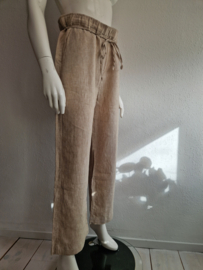 MAC Chiara Belt linnen broek (maat 38/32), Beige.
