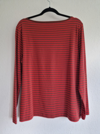 Lykka shirt. Maat XXL. Bruin/rood gestreept.