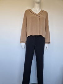 RIANI gebreide katoenen trui. Maat 36. Camel/beige