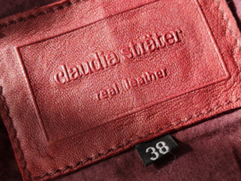 Claudia Sträter jasje. Maat 38, Wijnrood/leer.