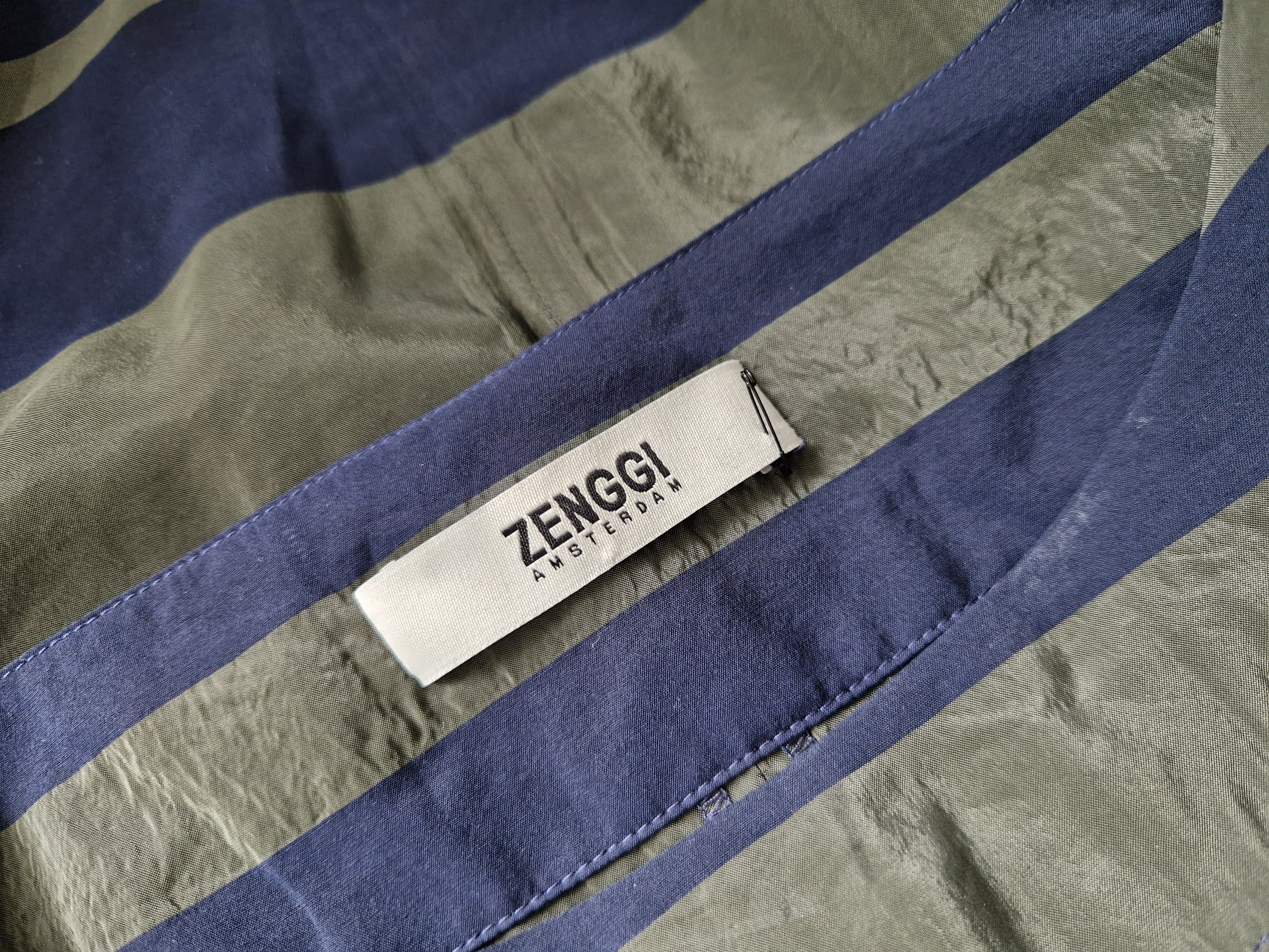 Zenggi maxi dress. Maat 2, Groen/blauw/gestreept.