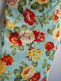 Vintage Chic jurk. Maat 18, Turquoise/bloemenprint.
