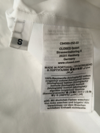 Closed blouse. Maat S. Wit/bio katoen