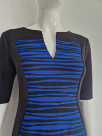 Connected Apparel jurk. Maat 8 (36). Zwart/blauw.