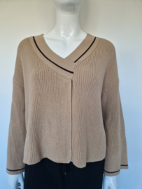 RIANI gebreide katoenen trui. Maat 36. Camel/beige