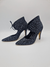 Mille Grazie luipaard print pumps. Maat 42, Zwart/grijs.