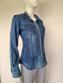 Sixte denim blouse. Mt.  40. Blauw/parels.