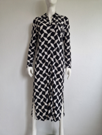 Claudia Sträter midi jurk. Maat 38, Zwart/wit/print.
