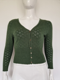 King Louie ajourgebreid vestje. Maat L. Groen.