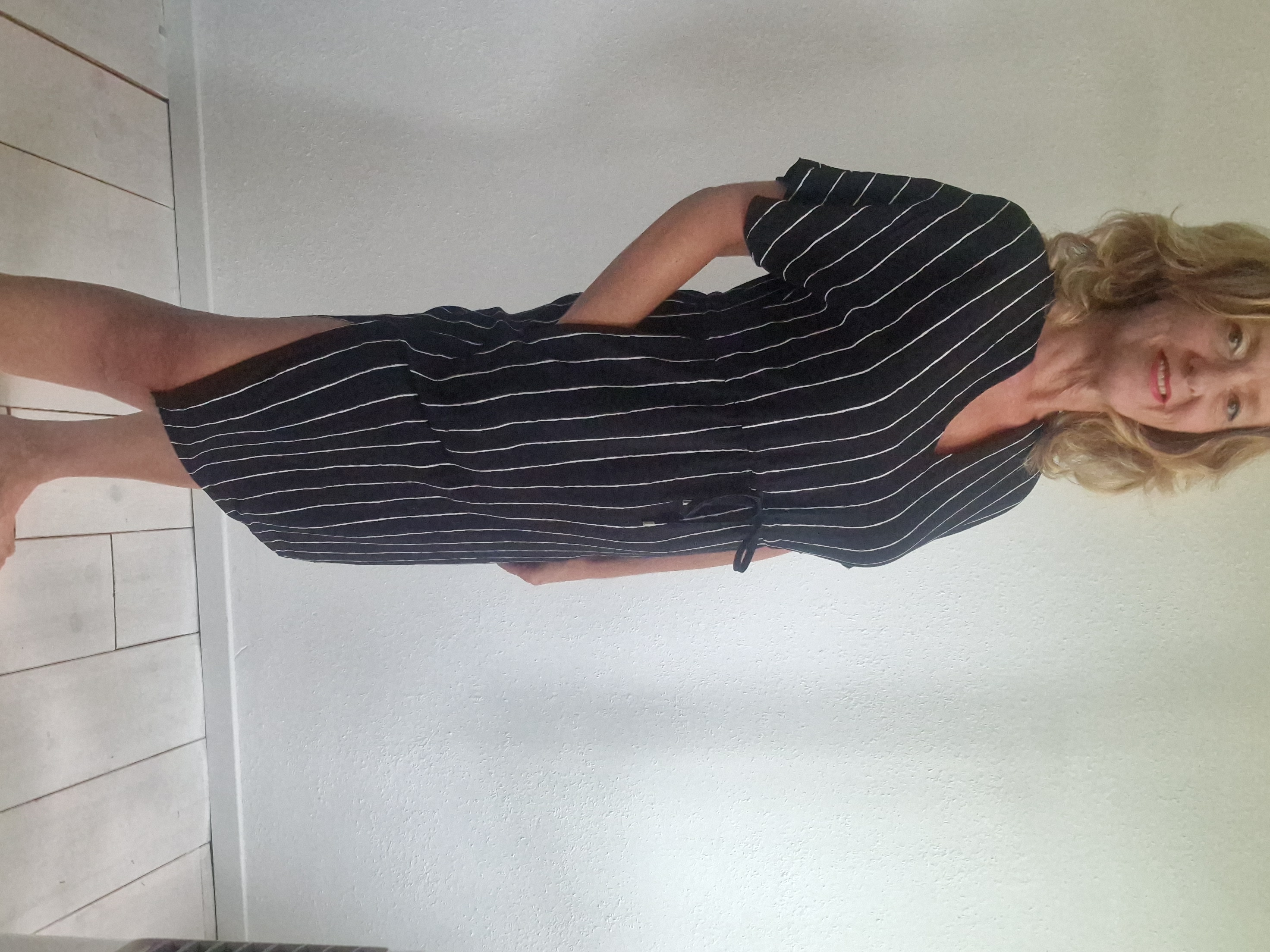 Oui jurk. Maat M. Zwart/wit/streep.