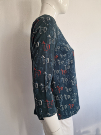 White Stuff top met V-hals. Maat 40. Groen/print.