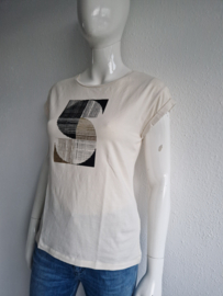 Summum shirt met print. Maat S. Crème/goud.