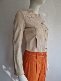 High denim jasje. Maat 36,Crème.