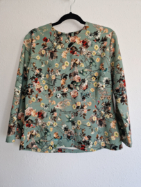 Gustav top. Maat 40, Zacht groen/bloemenprint.