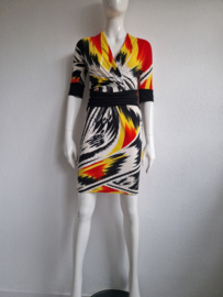 Marc Cain jurk. Maat 2, Rood/geel/zwart.