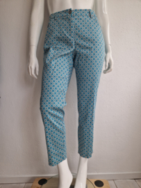 Heine cropped pantalon. Maat 46.Blauw/oranje/print.