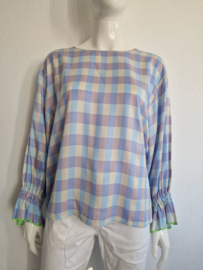 Essentiel Antwerp top. Maat 38. Geblokt/pastel.