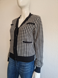 Les Copines vest. Maat M. Zwart/wit/pied de pouleprint.